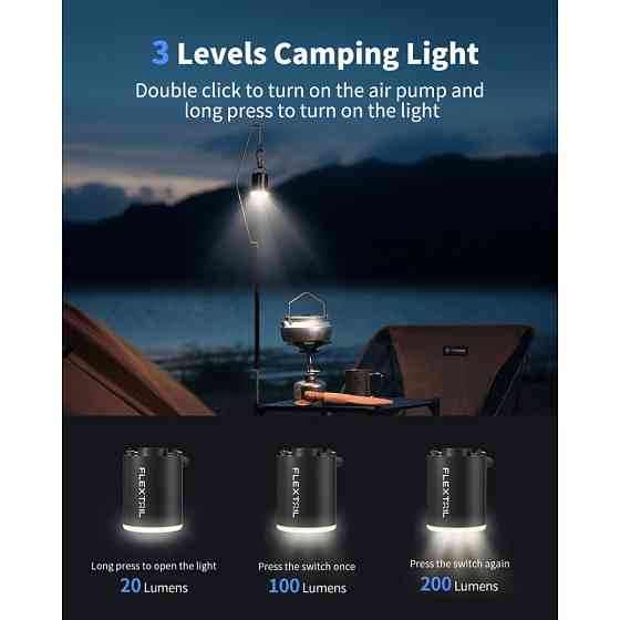 Насос-ліхтар кемпінговий Flextail Tiny Pump Х, помаранчевий Київ