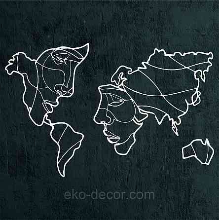 Декоративное настенное Панно «Карта», Декор на стену 110*171 см, Белый Киев