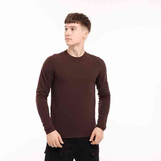 Шоколадный мужской лонгслив Pobedov Dune. Черная мужская кофта из кулира Киев