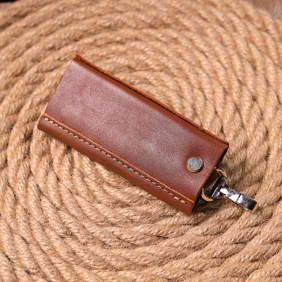 Добротная ключница в глянцевой коже Украина GRANDE PELLE 16722 Светло-коричневая Киев