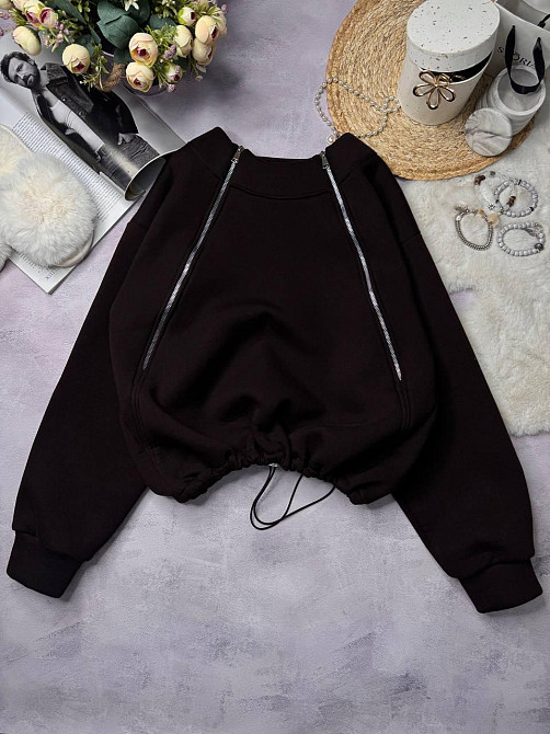 Жіночий стильний теплий об'ємний світшот турецька тринитка на флісі Одеса - фото 8