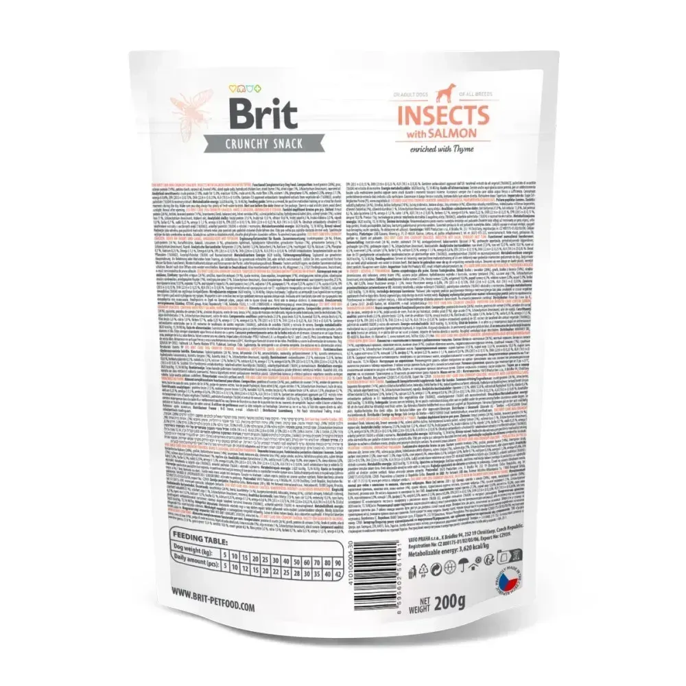 Лакомства для собак Brit Care Dog Crunchy Cracker Insects для чувствительного пищеварения, насекомые, лосось и Винница - изображение 2
