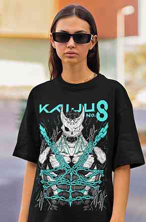 Футболка для мальчика аниме Каиджу Но Мина Схиро оверсайз (рост от 165 до 180 ) Черний AnimeJ1150m Днепр