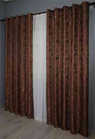 Комплект штор на люверсах VR-Textil Жаккард Sultan YL № 1204ш Коричнево-бордовый 150х250 см 2 шт (37-0063) Киев