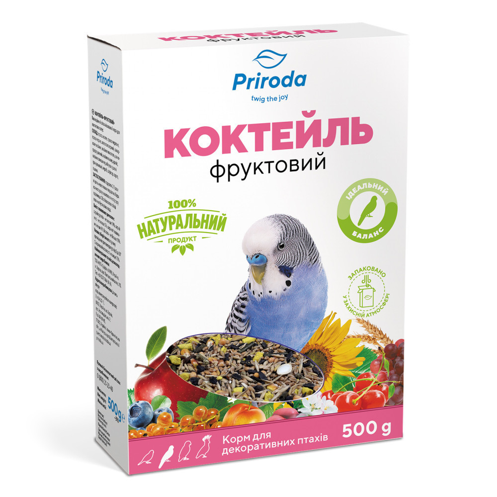 Корм Природа Коктейль «Фруктовий» для хвилястих папуг, 500 г Вінниця - фото 1