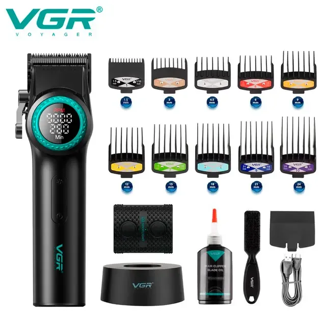 Аккумуляторная машинка для стрижки VGR V-001, 10 насадок, 9000 RPM, АКБ 4600 mAh, LED дисплей Коломыя - изображение 4