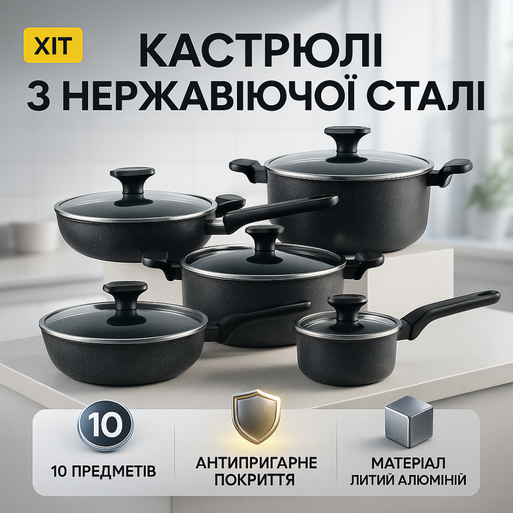 Набор кастрюль с жаростойкой крышкой, Набор каструль с антипригарным покрытием посуды кастрюли TA-67 Львов - изображение 5