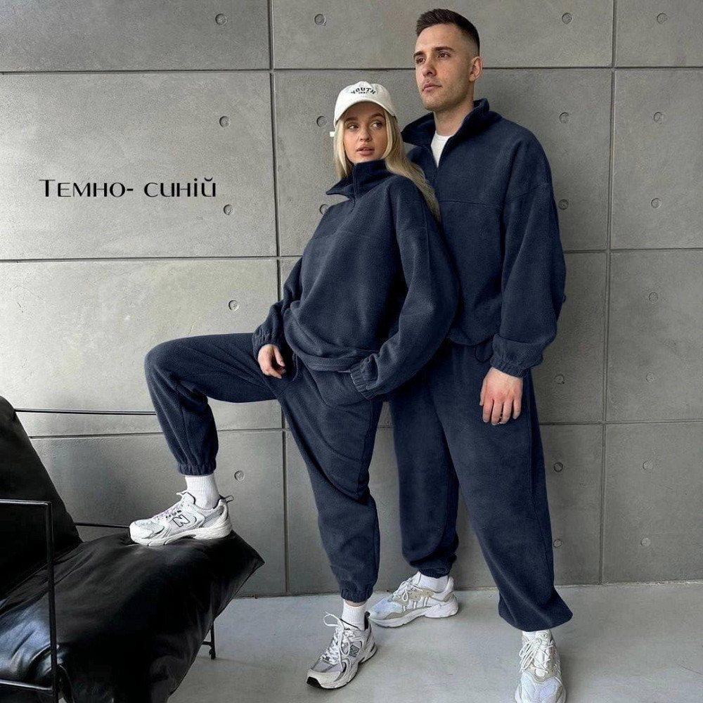 Стильний жіночий теплий костюм двосторонній щільний фліс Синій, 42/44 Одеса - фото 1