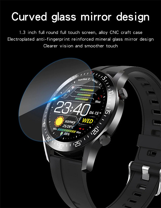 Смарт годинник Lige C2 водонепроникні IP68 (ремінець - силікагель) + шкіряний ремінець (Чорний) Київ - фото 5