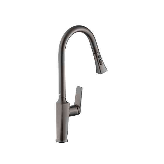 Смеситель для кухни с выдвижным изливом Kroner KRP Makon - GRP030-T графит Киев