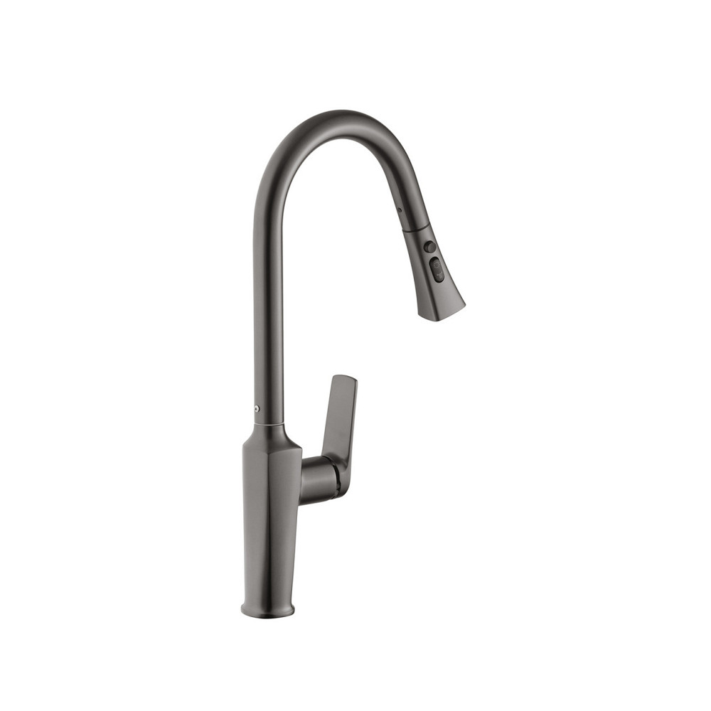 Змішувач для кухні з висувним виливом Kroner KRP Makon - GRP030-T графіт Київ - фото 2