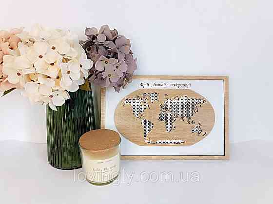 Карта світу. Об'ємна карта світу в рамці. Декор для дому. Ірпінь