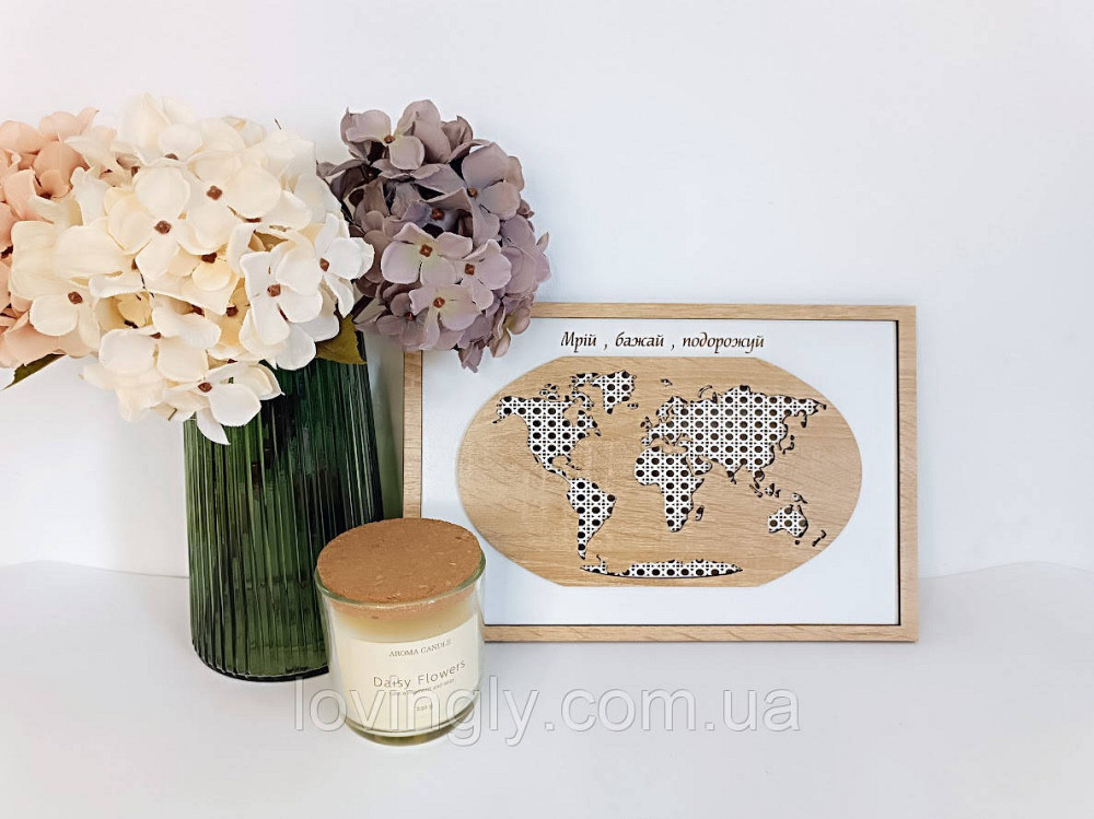 Карта світу. Об'ємна карта світу в рамці. Декор для дому. Ірпінь - фото 3