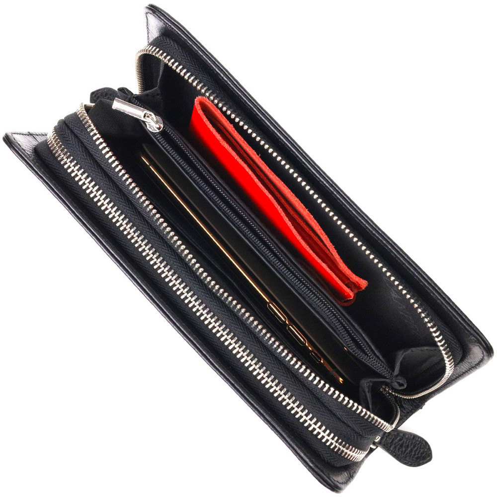 Оригинальная мужская барсетка на два отделения из натуральной зернистой кожи CANPELLINI 21567 Черная Киев - изображение 9