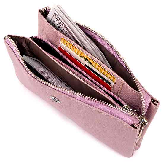 Місткий клатч на два відділення жіночий ST Leather 19247 Ліловий Київ