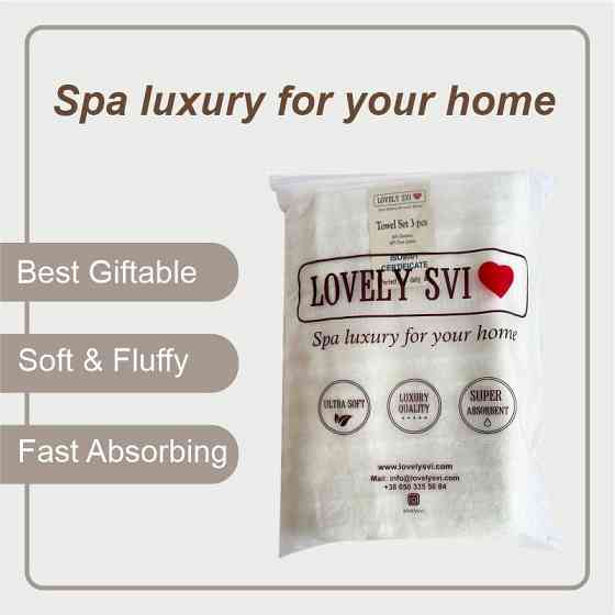 Набір рушників Lovely Svi 3 шт.: 70 x 140 см, 50 x 90 см, 33 x 33 см Бежевий (701401) Київ
