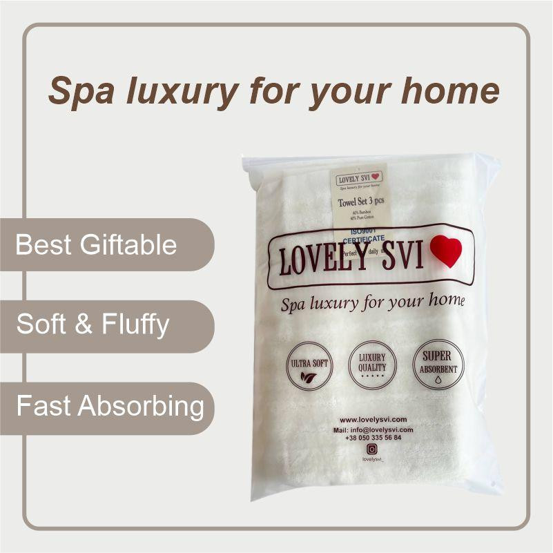 Набор Полотенец Lovely Svi - Комплект Банных Полотенец 3 шт: 70 x 140 см, 50 x 90 см, 33 x 33 см Бежевый Киев - изображение 3