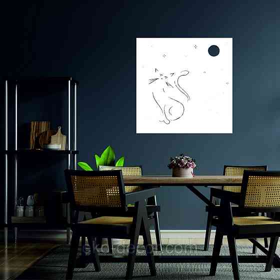 Декоративное настенное 3D Панно «Кот» Декор на стену с объемом 70*70 см, Белый Киев