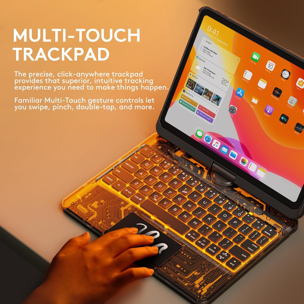 Прозрачный чехол-клавиатура для iPad Air 11″ M2/M3 и Pro 11″, Bluetooth, тачпад, RGB-подсветка 7 цветов, поворотная подставка 360° Киев - изображение 7
