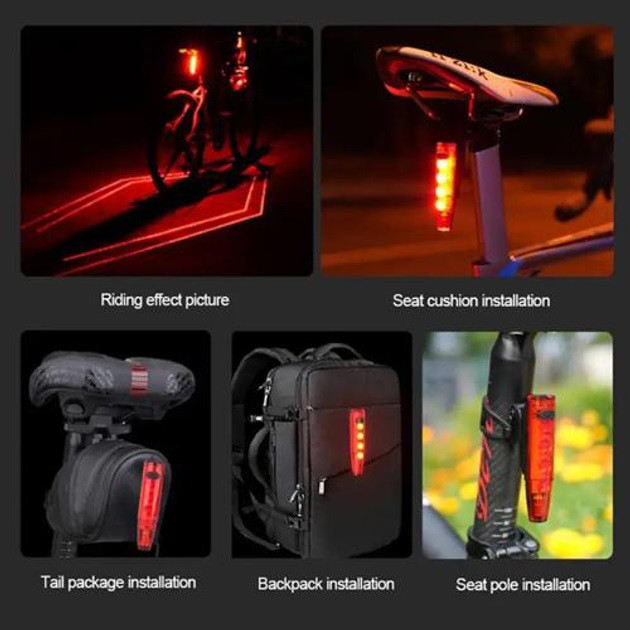 Ліхтар для велосипеда з акумулятором і зарядкою LEADBIKE LD77-LS-4 LED, Ліхтар задній вело TD-81 Івано-Франківськ - фото 5