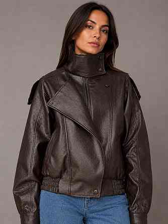 Куртка женская Lady Yep 30581 из экокожи косуха оверсайз коричневая, коричневый, S Киев