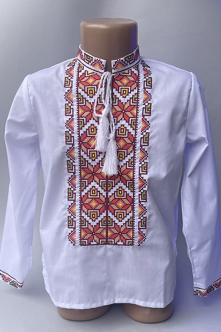 Вышиванка для мальчика Школьник с красным орнаментом Сумы - изображение 1