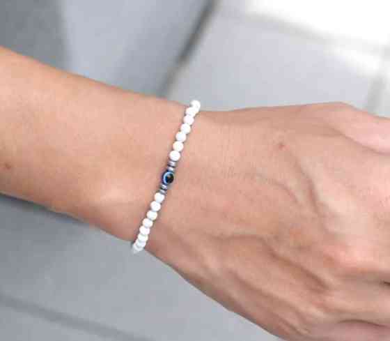 Браслет говліт 4 мм з намистиною око на еластичній нитці унісекс Київ