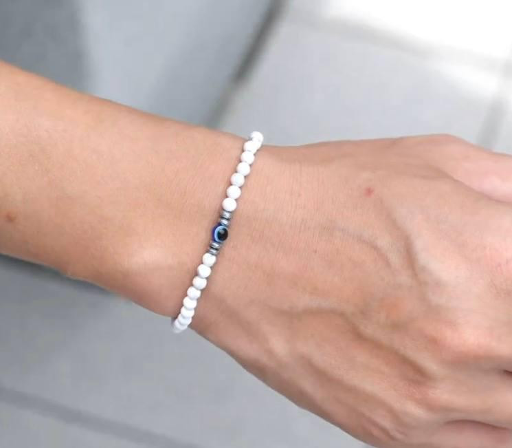 Браслет говліт 4 мм з намистиною око на еластичній нитці унісекс Київ - фото 2