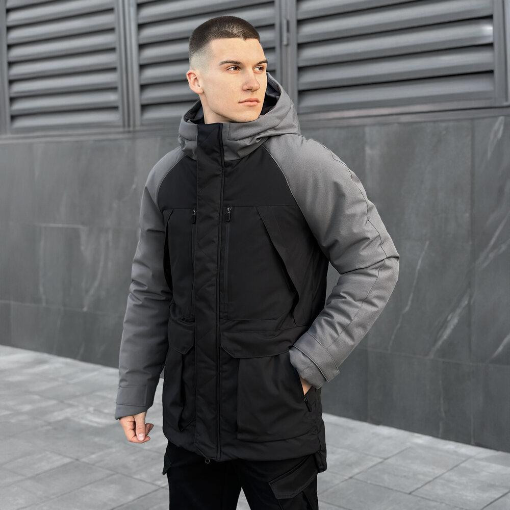 Парка чоловіча зимова з капюшоном Pobedov Seniora Udacha Gray Київ - фото 2
