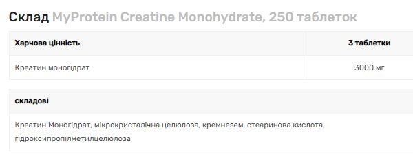 Креатин моногидрат MYPROTEIN  Creatine Monohydrate - 250 tabs Киев - изображение 2