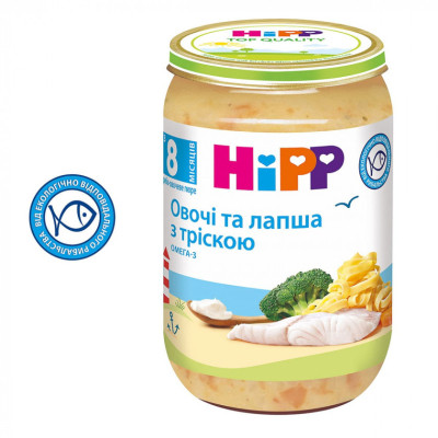 Дитяче пюре HiPP локшина з морською рибою та овочами, 220 г (9062300131465) Вінниця - фото 1