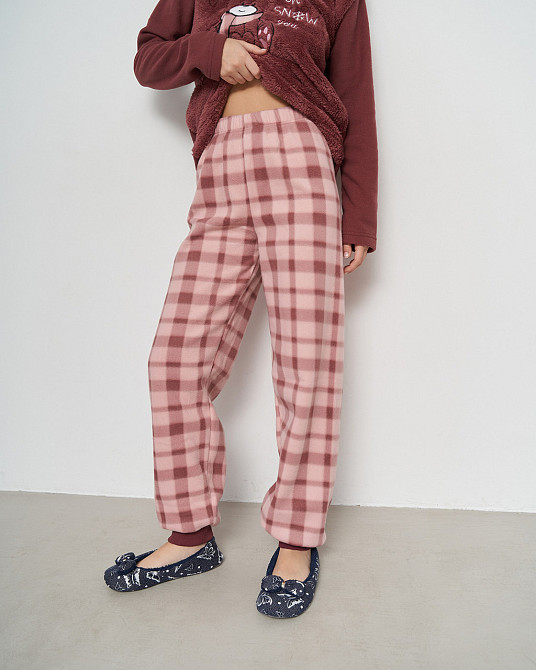 Піжама жіноча зі штанами Велюрсофт+Фліс — бордовий з ведмедем Lady Secret 94110 L Київ - фото 5