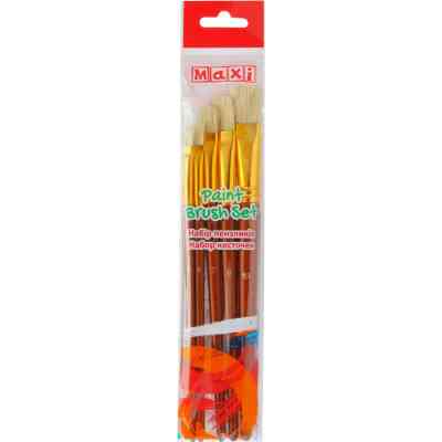 Пензлик для малювання Maxi набір 5 шт ворс щетина, пласкі (№ 3, 5, 7, 9, 10), коротка ручка (MX60879) Вінниця