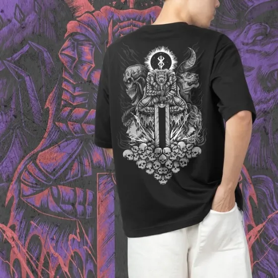 Футболка чоловіча з  принтом Берсерк Гатс и Гриффин BW Розмір 48 Дніпро