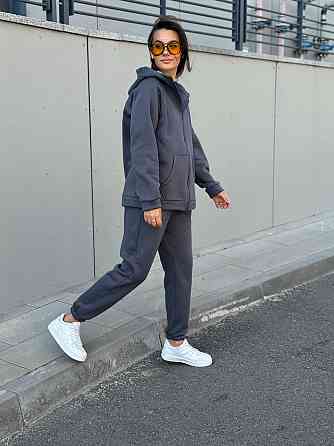 Теплый спортивный костюм женский на змейке Графитовый 46/48 Харьков