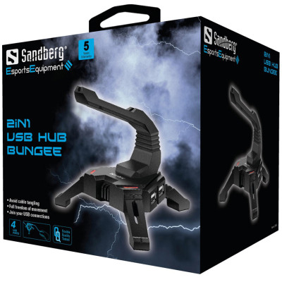 Концентратор Sandberg 2in1 USB Hub Bungee 4 port USB 2.0 AF (133-92) Винница - изображение 2