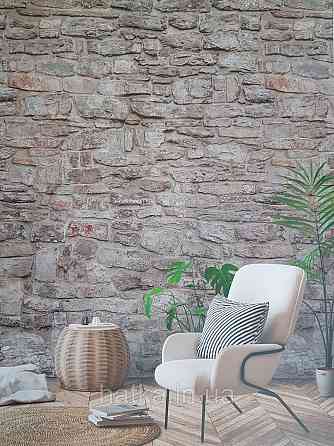 Шпалери вінілові Grandeco One roll one motif 1.59x2.8 панно мурал 3д лофт під камінь коричневі сірі Київ