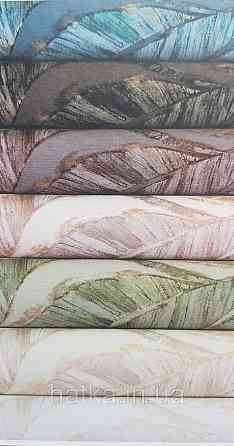 Шпалери вінілові на флізеліновій основі Rasch Ascona 1.06х10 метрове листя структурне зелене із золотистим Київ