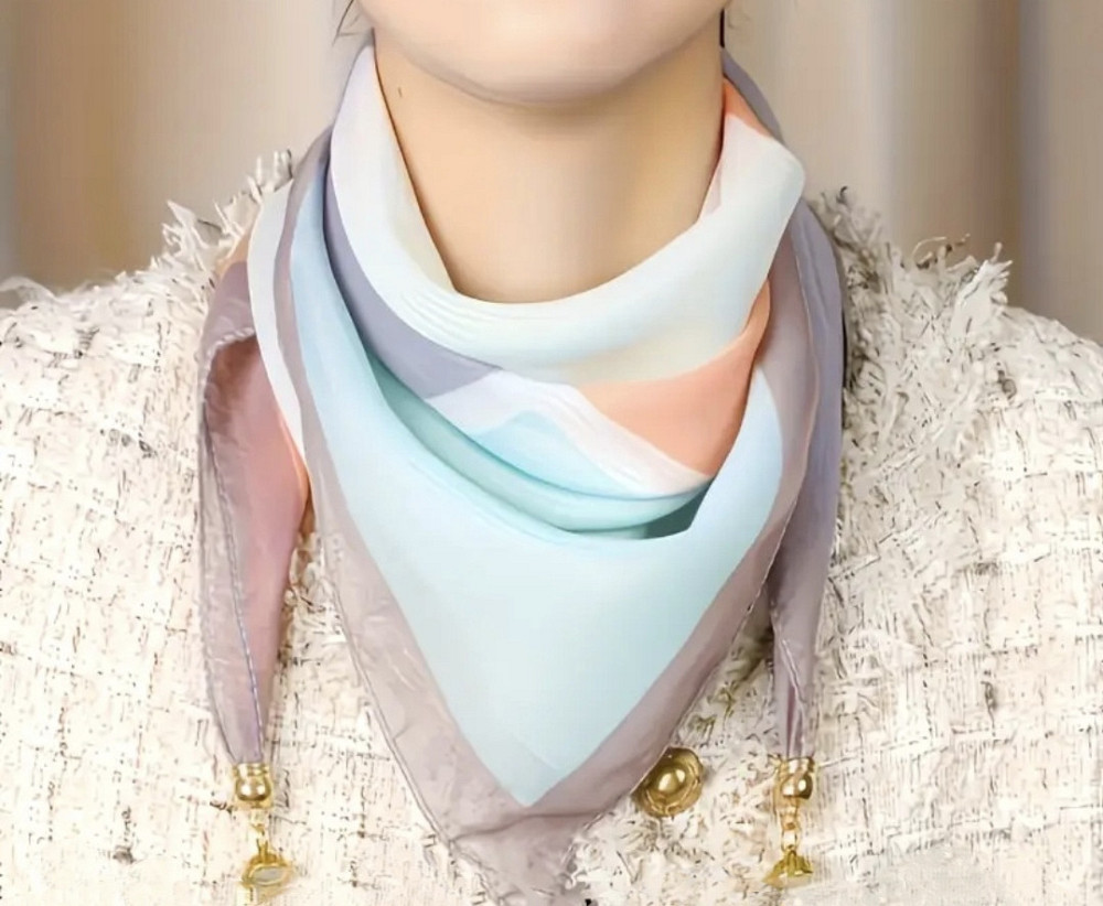 Шарф жіночий з магнітною застібкою Блакитнио-рожевий Сміла - фото 3