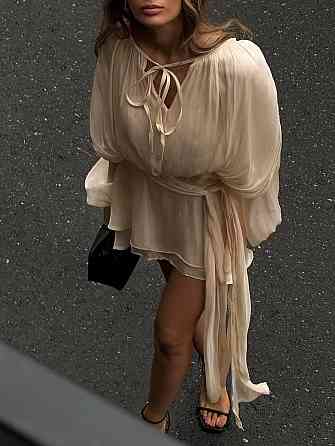 Женское легкое платье с объемной драпировкой шелк армани Шампань Одесса