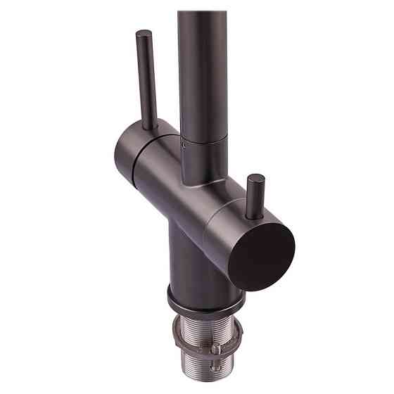 Кухонний змішувач Zerix KIT-021 Graphite REFL.Black з гнучким виливом на дві води з нержавіючої сталі Харків