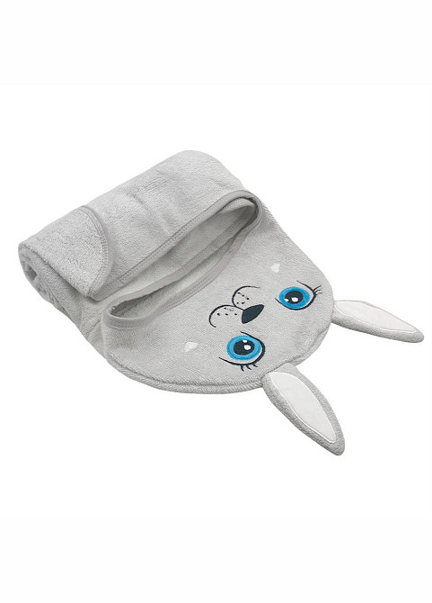 Полотенце  бамбук / махра Lovely Svi детское с капюшоном для ванной, басейну, пляжу - 70 х100 см Серый Зайчик Киев - изображение 4