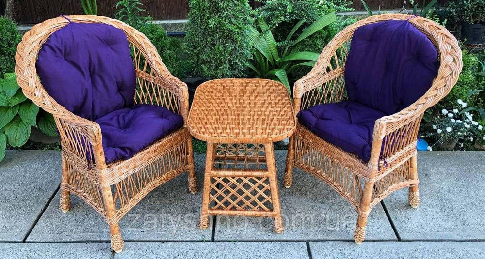 Мебель плетеная с подушками фиолетовыми и маленьким столом Киев - изображение 4