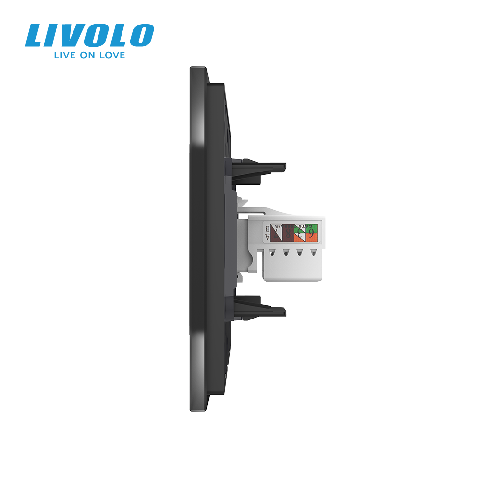 LIVOLO Розетка комп'ютерна RJ-45 LIVOLO чорна матова скло Коломия - фото 7