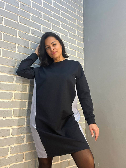 Сукня жіноча KEYYMOD 34091 комбинова сорочка мілка смужка оверсайз середньої довжини темно синя, темно-синій, L Київ - фото 12
