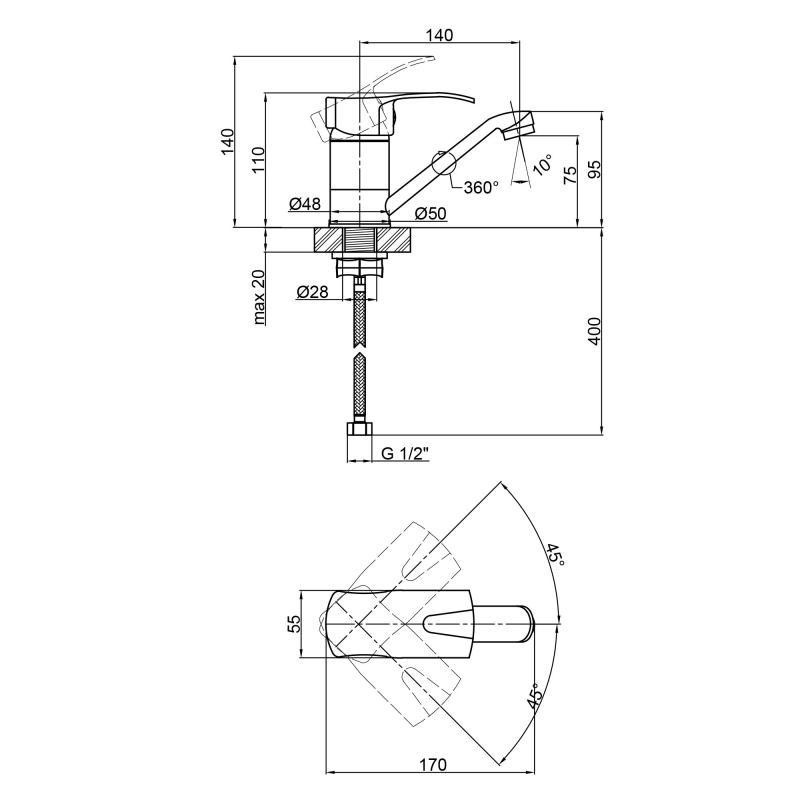 Змішувач для кухні Lidz (CRM) 41 86 003M 150 мм, хром Київ - фото 2