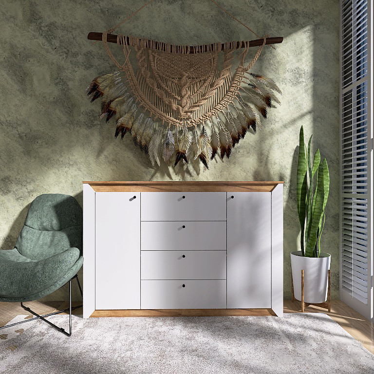 Комод в спальню Эверест Нордик-1400 140х38х95 см Белый + Дуб крафт золотой (DTM-5531) Львов - изображение 1