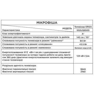 Телевизор Ergo 55GUS6500 Винница