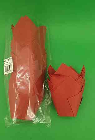 Тартолетка для кексів"Тюльпан Червоний" (50*65/90) (100шт)/ТЛ-160/ (1 уп.) Харків