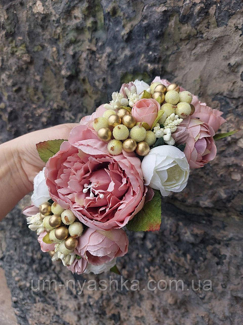 Ободок обруч з квітами "Піони великий капуччіно" Кривий Ріг - фото 8